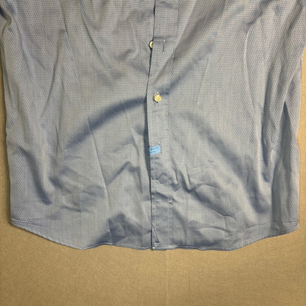 RUFUS Men's Blue Micro-Dot Dress Shirt L 100% Cotton USA - Picture 7 of 16